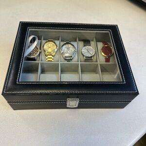 Watch Storage Case.  Black w/Silver finishes